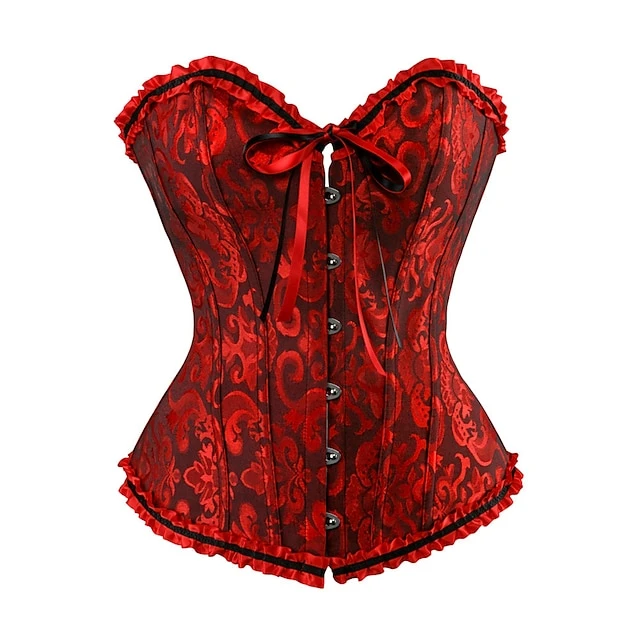 Women's Plus Size Halloween Corsets Country Bavarian Overbust Corset Tummy Control Push Up Jacquard Solid Colored Abstract Sexy Hook & Eye Lace Up Nylon Polyester Christmas Party Wedding Party 1 Women's Plus Size Halloween Corsets Country Bavarian Overbust Corset Tummy Control Push Up Jacquard Solid Colored Abstract Sexy Hook & Eye Lace Up Nylon Polyester Christmas Party Wedding Party