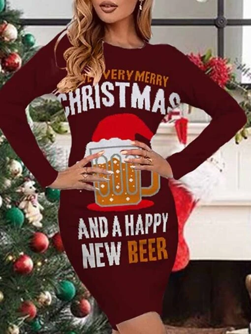 Women's Christmas Work Dress Bodycon Sheath Dress Mini Dress Blue Red Brown Long Sleeve Letter Print Winter Fall Autumn Crew Neck Fashion Office Christmas 2022 S M L XL XXL 3XL 4XL 5XL 6XL 2 Women's Christmas Work Dress Bodycon Sheath Dress Mini Dress Blue Red Brown Long Sleeve Letter Print Winter Fall Autumn Crew Neck Fashion Office Christmas 2022 S M L XL XXL 3XL 4XL 5XL 6XL -Women’s Sexy Lingerie Sales cocpxp1667556378878