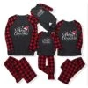 Matching Family Christmas Pajama Sets Letter Grid / Plaid Casual Comfort Soft Cotton Blend Breathable Gift Crew Neck Long Sleeve T Shirt Tee Pant Fall Winter Black Red