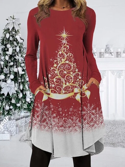 Women's Christmas Work Dress Casual Dress Fashion Winter Dress Daily Midi Dress Pocket Print Crew Neck Long Sleeve SnowmanTree Regular 4 Women's Christmas Work Dress Casual Dress Fashion Winter Dress Daily Midi Dress Pocket Print Crew Neck Long Sleeve SnowmanTree Regular -Women’s Sexy Lingerie Sales jqabjx1695721938132
