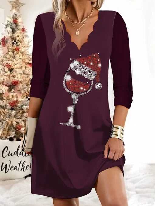Women's Christmas Work Dress Casual Dress Fashion Winter DressDaily Mini Dress Print V Neck Long Sleeve Hat Regular Fit Navy Blue Fuchsia Green Fall Winter S M L XL XXL 1 Women's Christmas Work Dress Casual Dress Fashion Winter DressDaily Mini Dress Print V Neck Long Sleeve Hat Regular Fit Navy Blue Fuchsia Green Fall Winter S M L XL XXL -Women’s Sexy Lingerie Sales litxja1695631091142