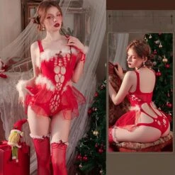 Women’s Sexy Lingerie Sales 12 Women's Petite Christmas Pajamas Loungewear Sexy Bodies Geometic Sexy Uniforms Home Christmas Polyester Gift Hole Summer Spring Red