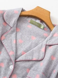 Women's Christmas Sleepshirt Cotton NightDress Heart Grid / Plaid Simple Casua Xmasl Comfort Breathable Lapel Long Sleeve Button Fall Winter Q Gray-red Heart-flannel Skirt Q Light Pink-White -Women’s Sexy Lingerie Sales oxhqlm1695281854518