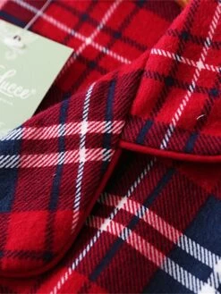 Women's Christmas Sleepshirt Cotton NightDress Heart Grid / Plaid Simple Casua Xmasl Comfort Breathable Lapel Long Sleeve Button Fall Winter Q Gray-red Heart-flannel Skirt Q Light Pink-White -Women’s Sexy Lingerie Sales qyzqqn1695281842913