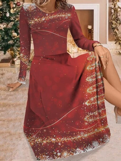 Women's Work Dress Casual Dress Swing Dress Fashion Winter Dress Christmas Daily Midi Dress Print Crew Neck Long Sleeve Christmas Tree Regular Fit Black Wine Red Fall Winter S M L XL XXL 5 Women's Work Dress Casual Dress Swing Dress Fashion Winter Dress Christmas Daily Midi Dress Print Crew Neck Long Sleeve Christmas Tree Regular Fit Black Wine Red Fall Winter S M L XL XXL -Women’s Sexy Lingerie Sales rhfpsy1695264757088