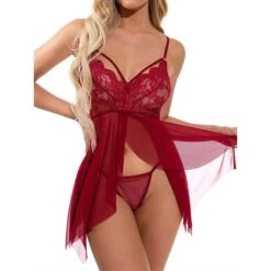 Women’s Sexy Lingerie Sales 16 Women's Plus Size Sexy Bodies Sets 2 Pieces Pure Color Ultra Slim Hot Comfort Xmas Home Christmas Bed Lace Breathable Straps Sleeveless Backless Fall Winter Black Pink