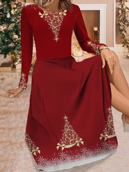 Women's Work Dress Casual Dress Swing Dress Fashion Winter Dress Christmas Daily Midi Dress Print Crew Neck Long Sleeve Christmas Tree Regular Fit Red Blue Brown Fall Winter S M L XL XXL 3 Women's Work Dress Casual Dress Swing Dress Fashion Winter Dress Christmas Daily Midi Dress Print Crew Neck Long Sleeve Christmas Tree Regular Fit Red Blue Brown Fall Winter S M L XL XXL -Women’s Sexy Lingerie Sales wqrlov1695280212607